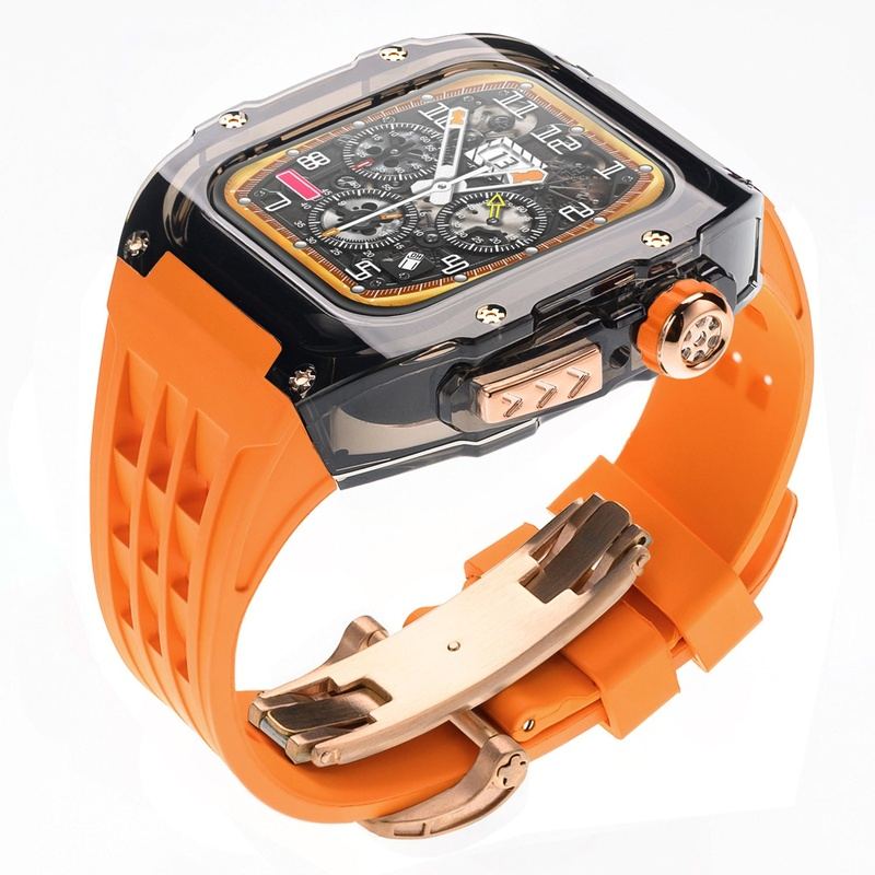 Estuche transparente modificado con cierre de mariposa para Apple Watch 