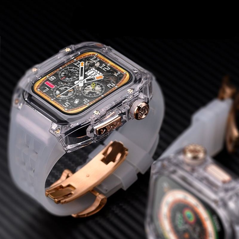 Estuche transparente modificado con cierre de mariposa para Apple Watch 