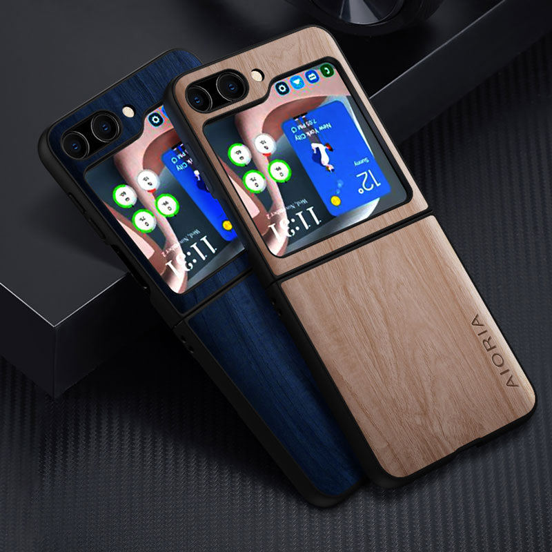 Funda para Samsung Z Flip 5 con diseño de madera 