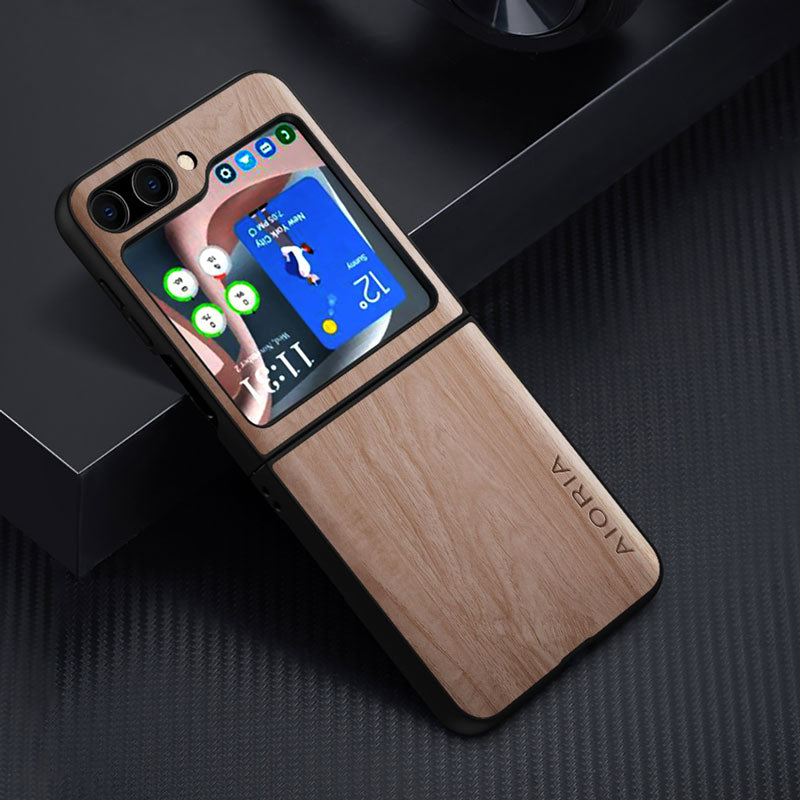 Funda para Samsung Z Flip 5 con diseño de madera 