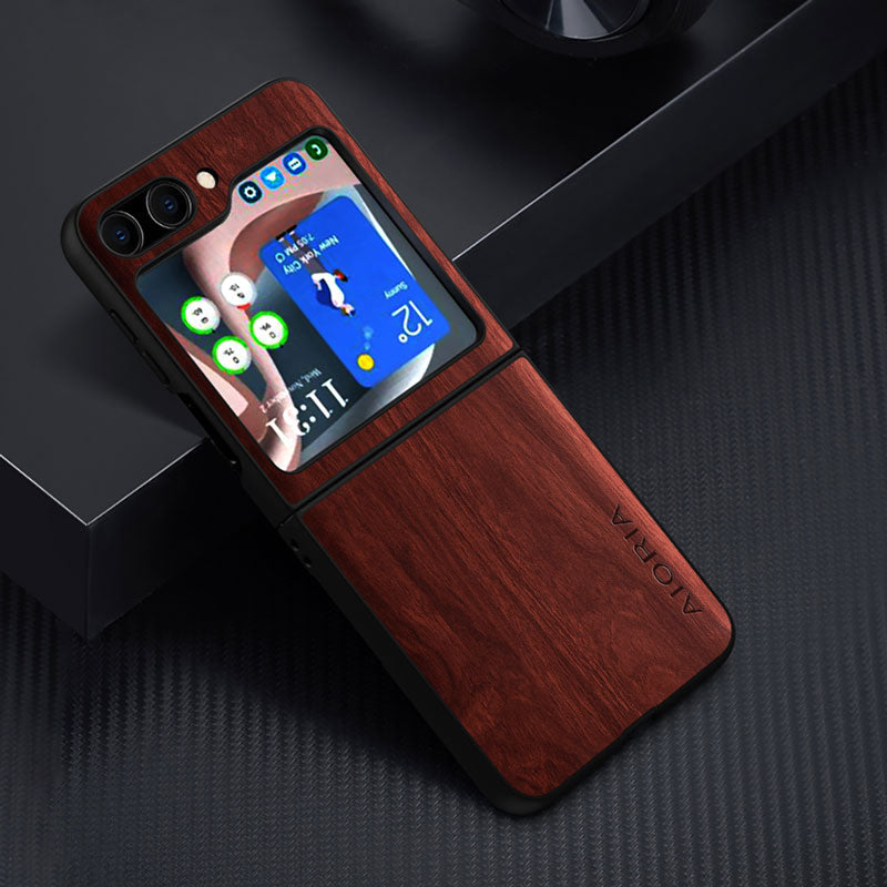 Funda para Samsung Z Flip 5 con diseño de madera 