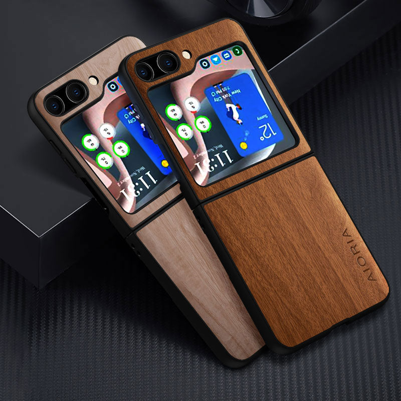 Funda para Samsung Z Flip 5 con diseño de madera 