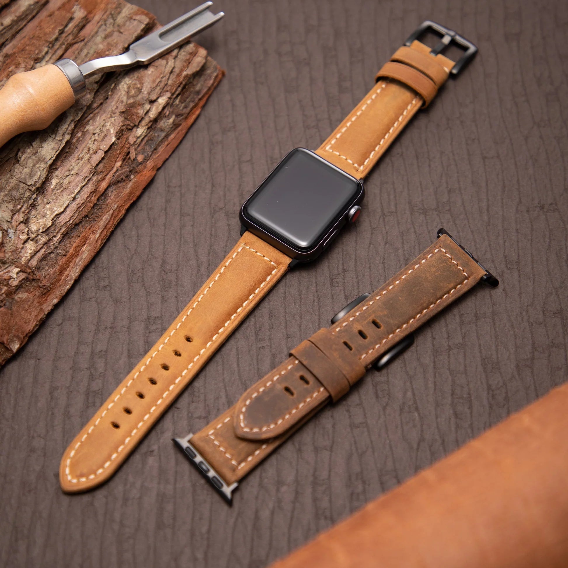 Correa de cuero vintage para Apple Watch: diseño esmerilado